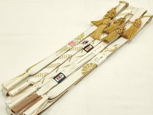 平和屋着物●和装小物 上質な帯締め5本セット 礼装用 高麗組 綾出し 笹浪組 金糸 亀房付き ♥ AABB7071ay