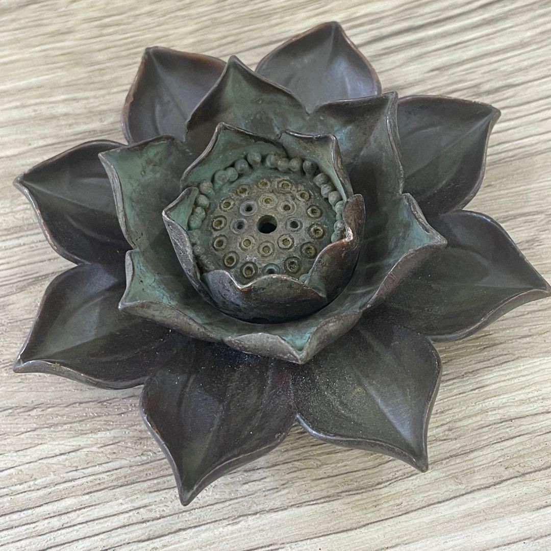 蓮華燭台 香挿 家禅意 置物 香炉 香道具 装飾品 工芸品 美術品 銅 細工 蓮華燭台香挿 禅意蓮花倒流香茶道具 香道具 装飾品 工芸