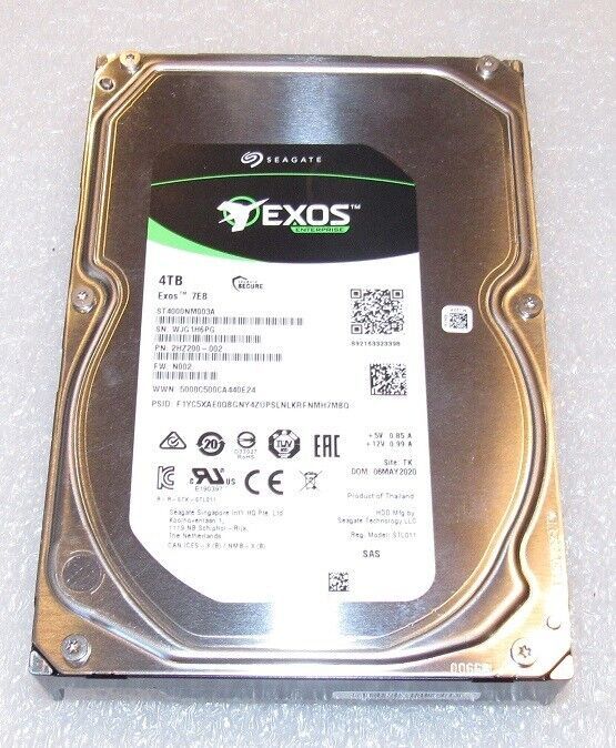 Seagate EXOS Enterprise 4TB 7.2K RPM 12Gb/s SAS 3.5インチ サーバー ドライブ ST4000NM003A