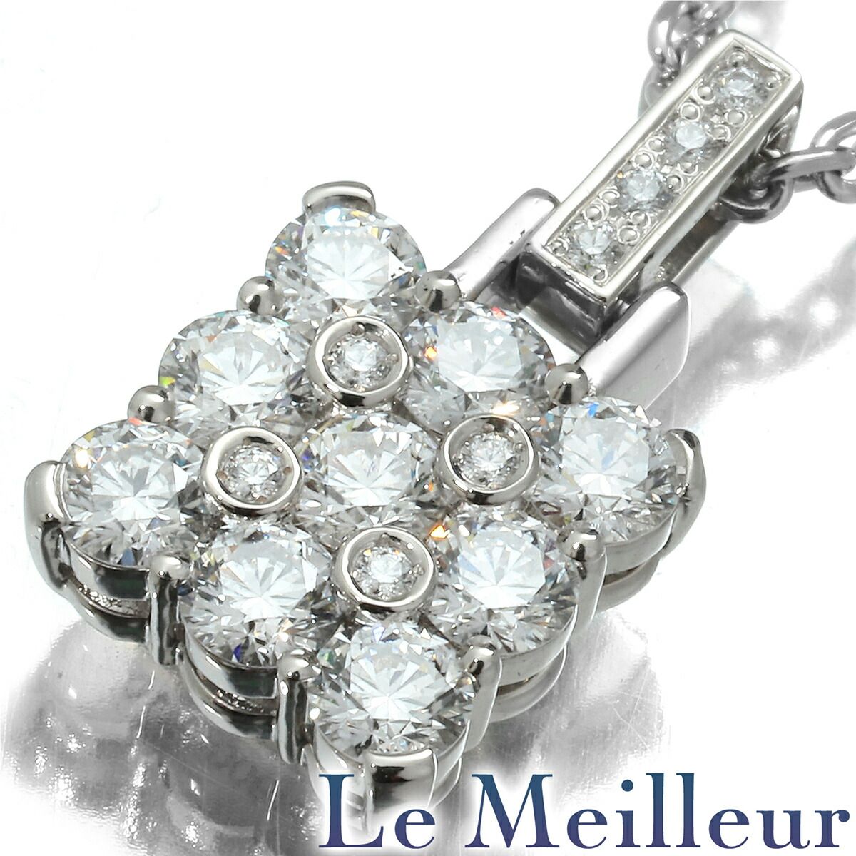 スクエアートップペンダントネックレス ダイヤモンド 1.1ct Pt900 中古  