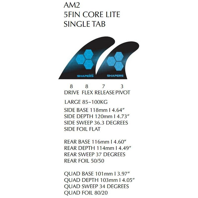 SHAPERS FIN AM2 5FIN CORE LITE SINGLE TAB / シェーパーズフィン コアライト シングルタブ トライ クアッド ショート サーフボード サーフィン L