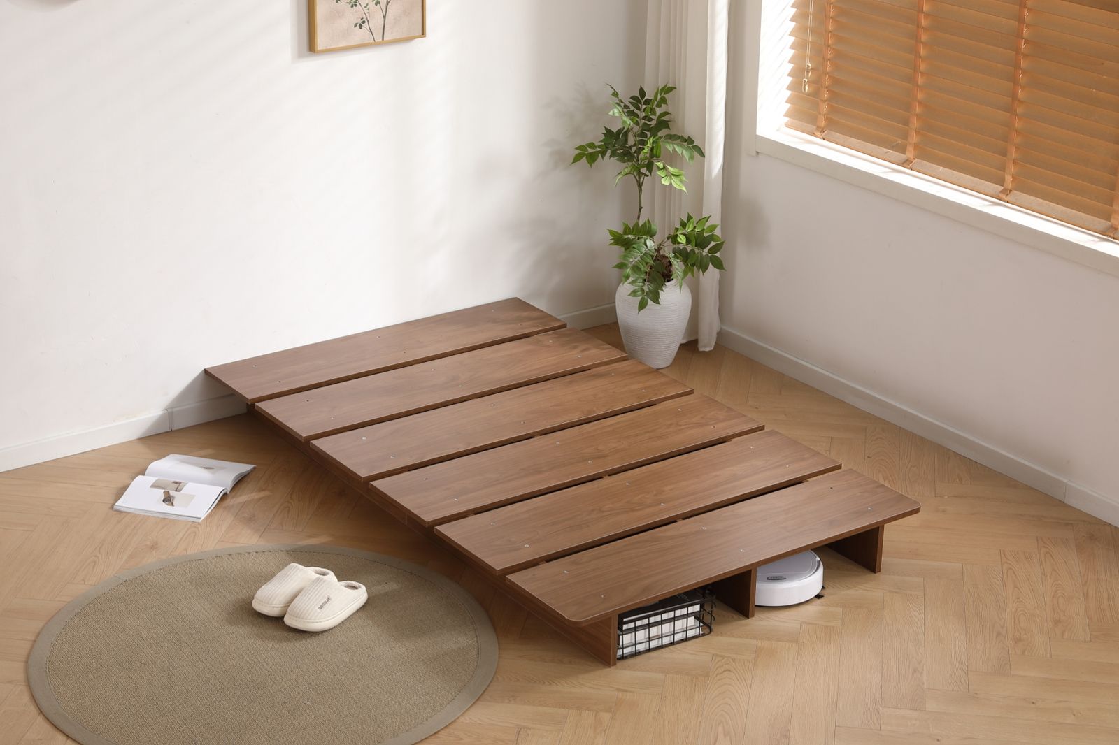 超人気！【幅100cm】ベッド ローベッド ステージベッド Brown 超人気！【幅100cm】ベッド ローベッド ステージベッド Brown