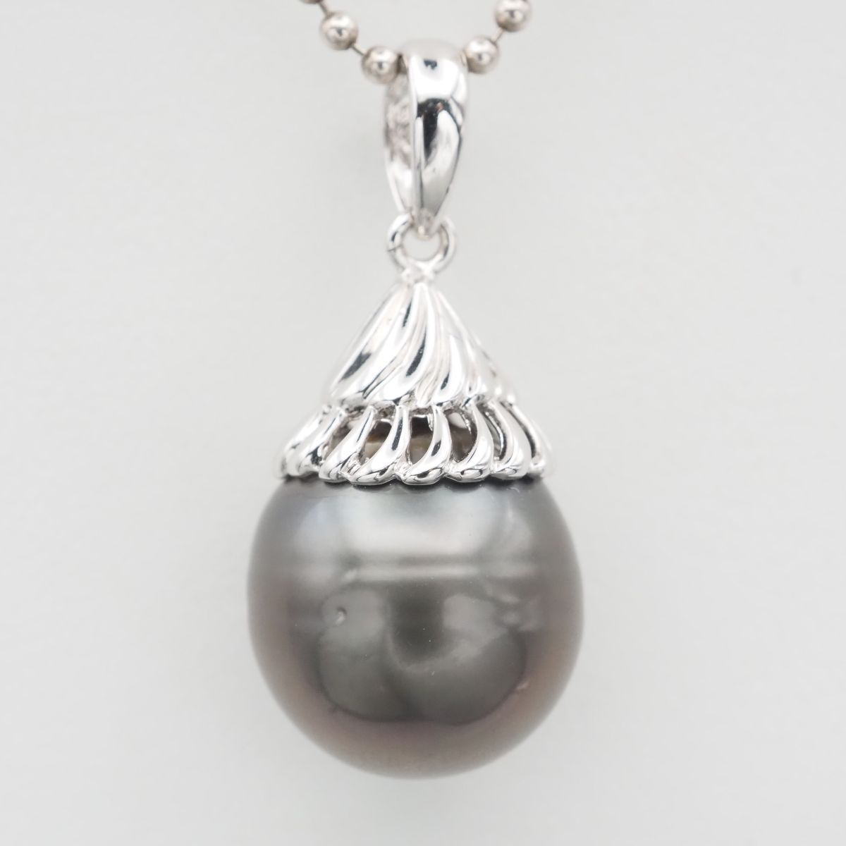 F461 黒蝶真珠 パール SV刻印 ペンダント トップ シルバー デザイン チャーム ヘッド 6月誕生石