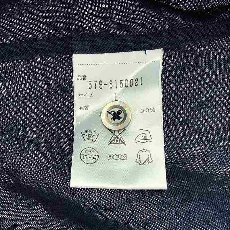 美品 MARGARET HOWELL コットンリネン 半袖シャツ ネイビー M 美品 MARGARET HOWELL コットンリネン 半袖シャツ ネイビー M
