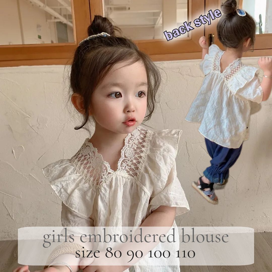 ベビーキッズ 韓国子供服 チュニック ワンピース 花刺繍 姉妹 フリル 