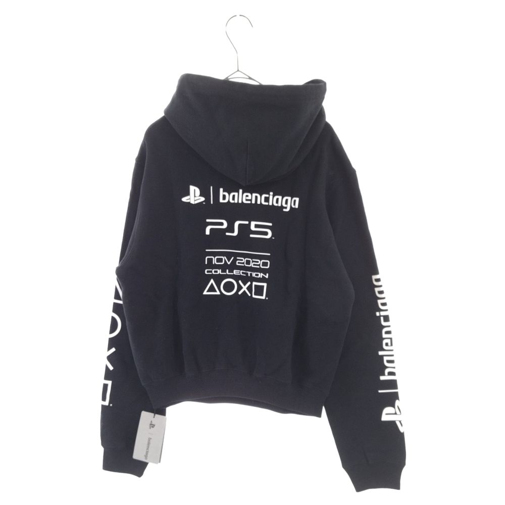 BALENCIAGA (バレンシアガ) 21AW× PlayStation Printed Fitted Hoodie PS5 プレイステーション  コラボ ロゴ プリントプルオーバー パーカー ブラック 657034 TKVF4 - メルカリ