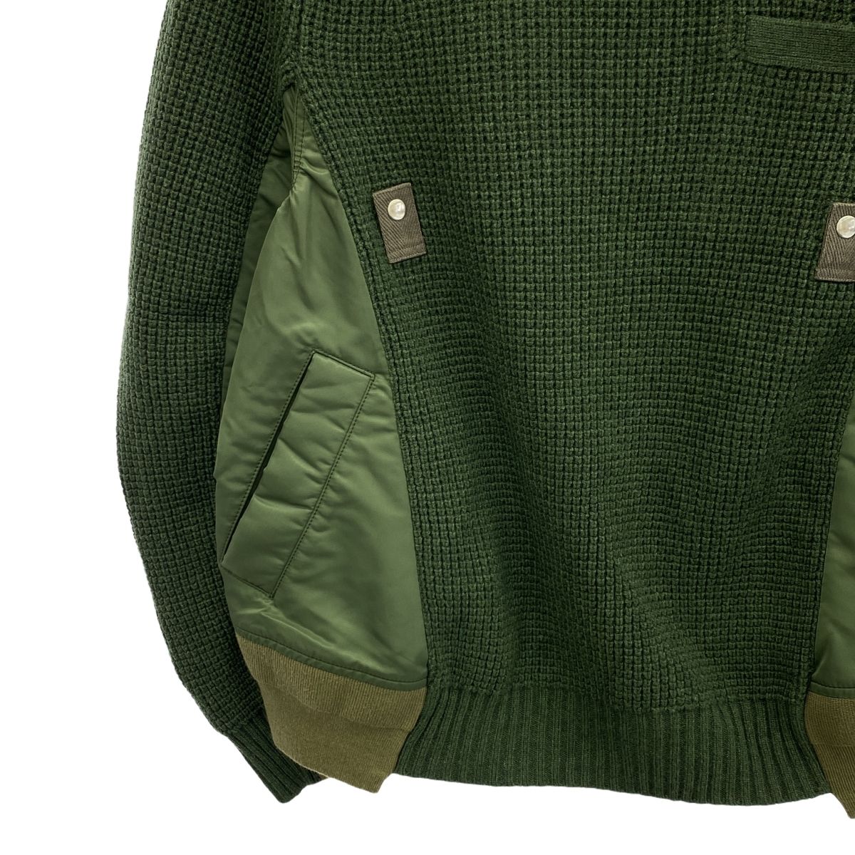 sacai / サカイ | MA-1異素材 切替 ドッキング ワッフル ニット
