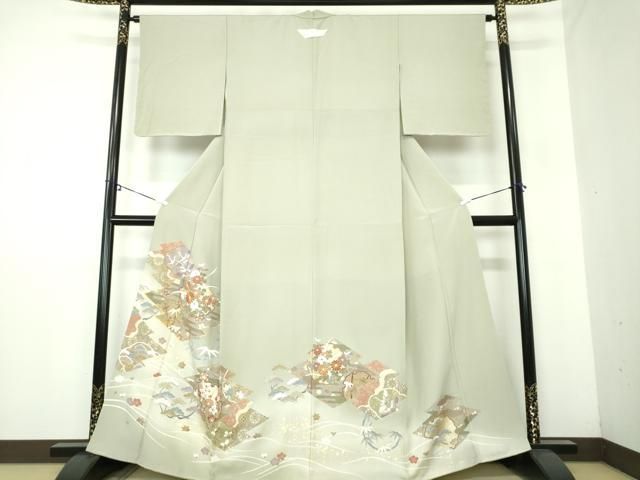 平和屋着物●豪華色留袖 駒刺繍 松皮菱雪輪飛鶴花文 暈し染め 金彩 正絹 DAAY1443ps