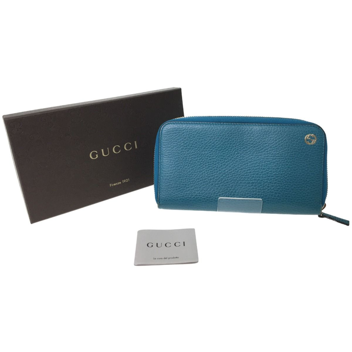 ▼▼GUCCI グッチ アウトレット ラウンドジップ 長財布 インターロッキングG 449347 ブルーグリーン