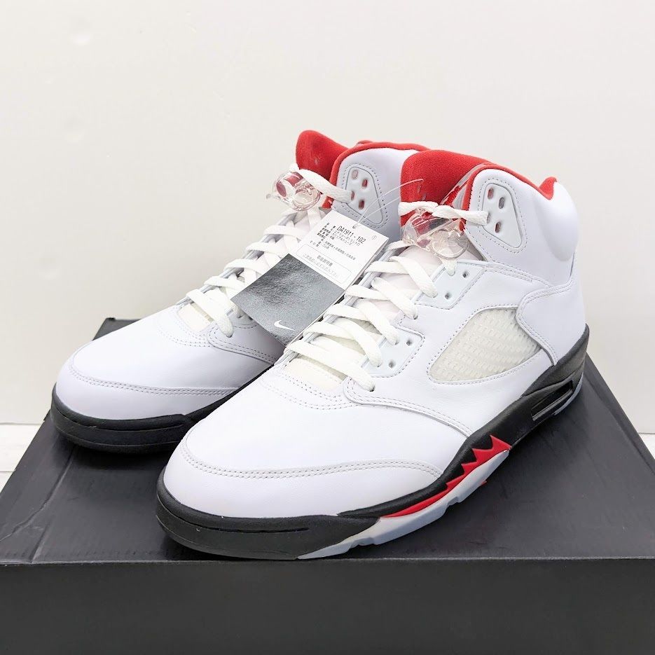 未使用品 NIKE AIR JORDAN 5 RETRO DA1911-102 WHITE FIRE RED-BLACK