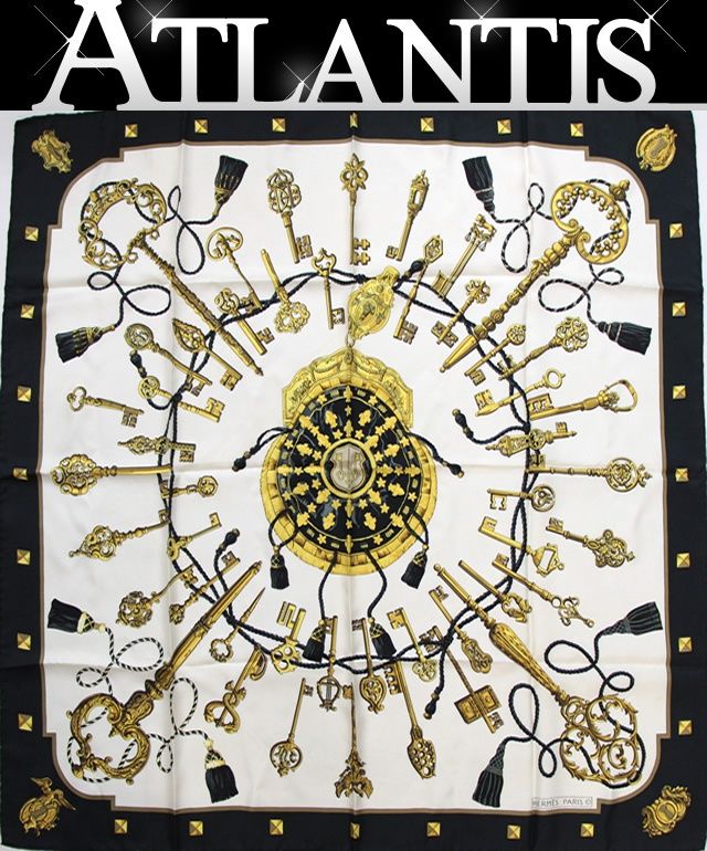 エルメス HERMES カレ90 大判スカーフ LES CLES THE KEYS RARE 鍵柄 シルク100％ 72096