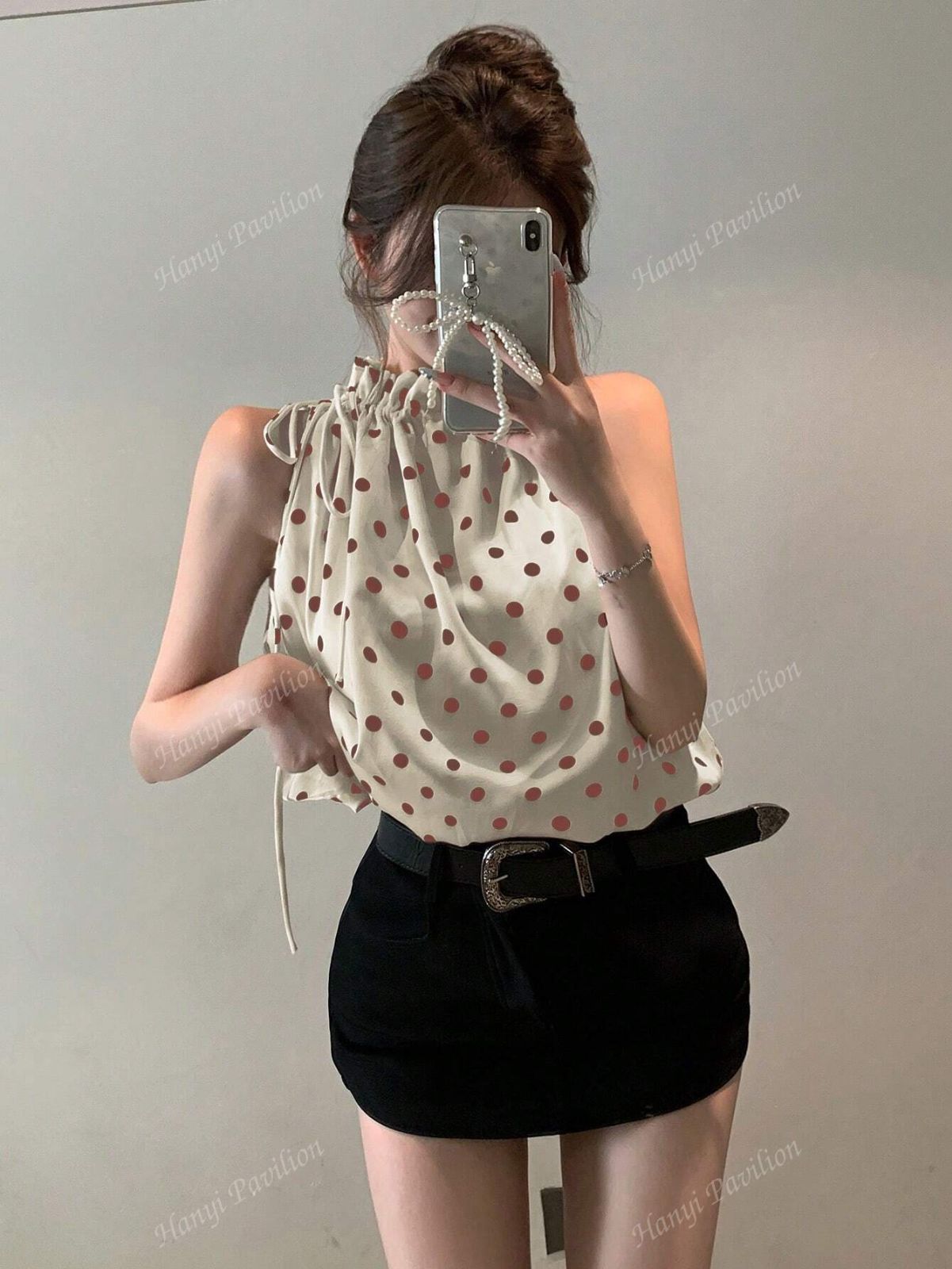 ブラウス シャツ サイドドロストリング プリントキャミソール レディース DOUBLE STANDARD CLOTHING ブラウス シャツ サッカーストレッチ