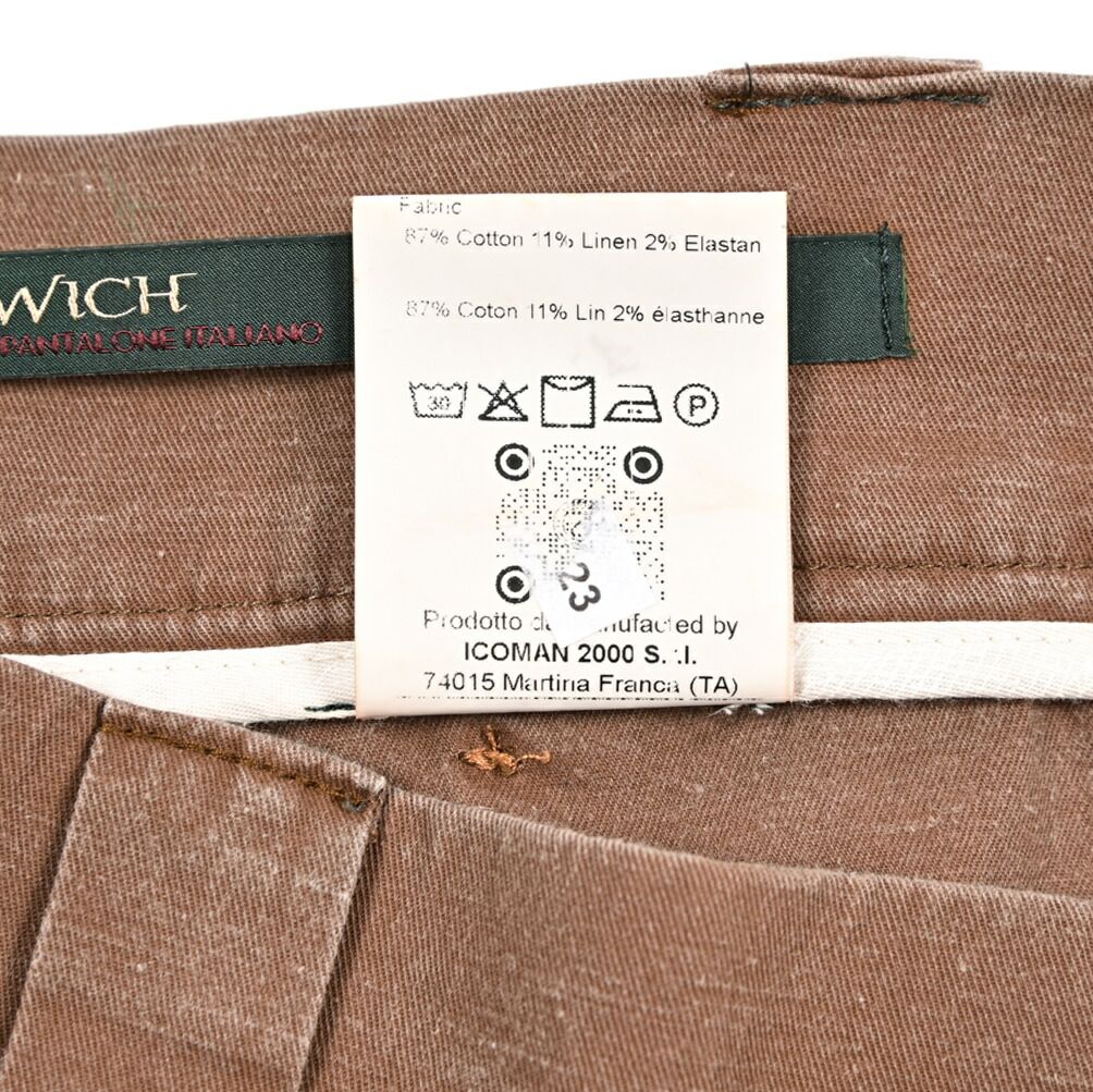 BERWICH ベルウィッチ BER_MUDA バミューダショーツ ノータック ベイカーハーフパンツ 春夏 コットン リネン ブラウン イタリア製 424247