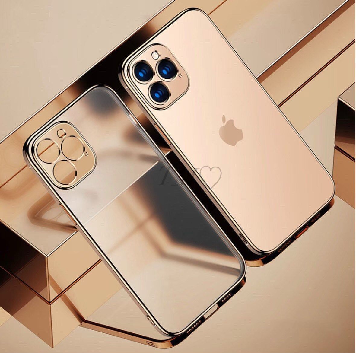 iPhone 12 13 カラーフレーム ソフトクリア ケース カバー ゴールド