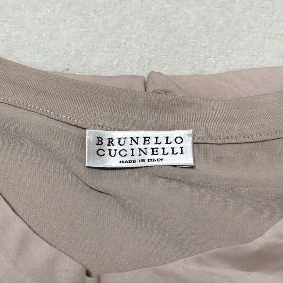  BRUNELLO CUCINELLI ブルネロクチネリ ノースリーブ size M トップス シルク コットン ピンク インナー取り外し可 ビジネス カジュアル ノースリーブ Tシャツ カットソー