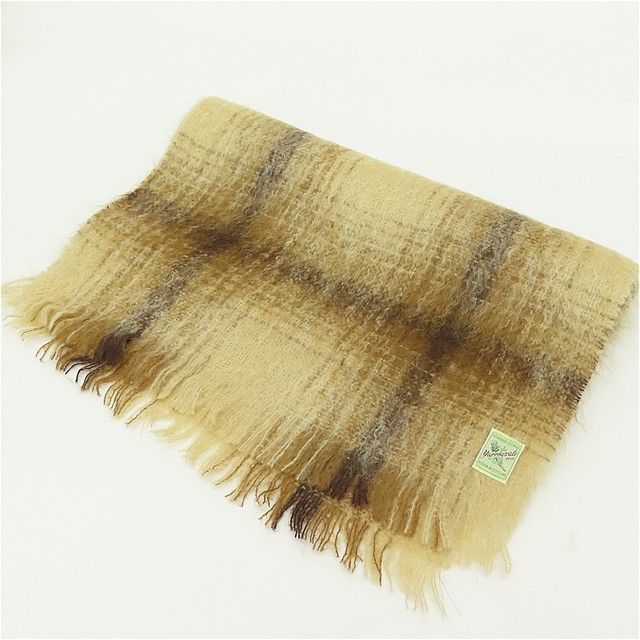 ヴィンテージ YARROWVALE スコットランド製 モヘヤ マフラー ストール チェック レディース z711086