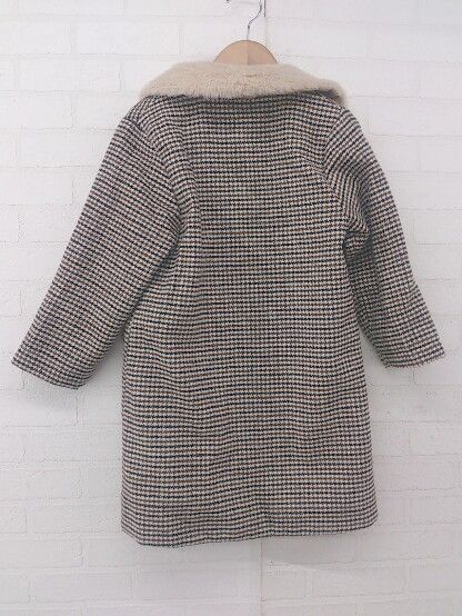 ◇ B:MING LIFE STORE BEAMS キッズ 子供服 フェイクファー 千鳥格子 長袖 コート サイズ120 ブラウン マルチ レディース P  【1308040008086】