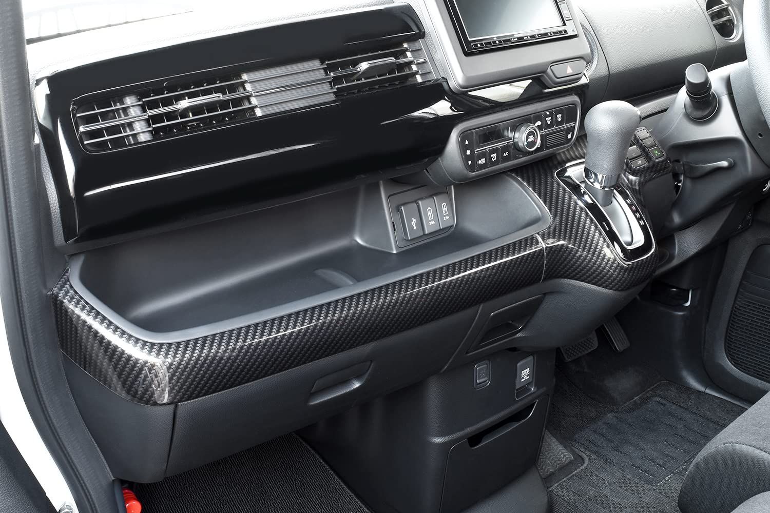 ホンダ SecondStage N-BOX JF3 JF4 インパネラインパネル オートパーキングブレーキ車 デジタルカーボン調 H043DCB