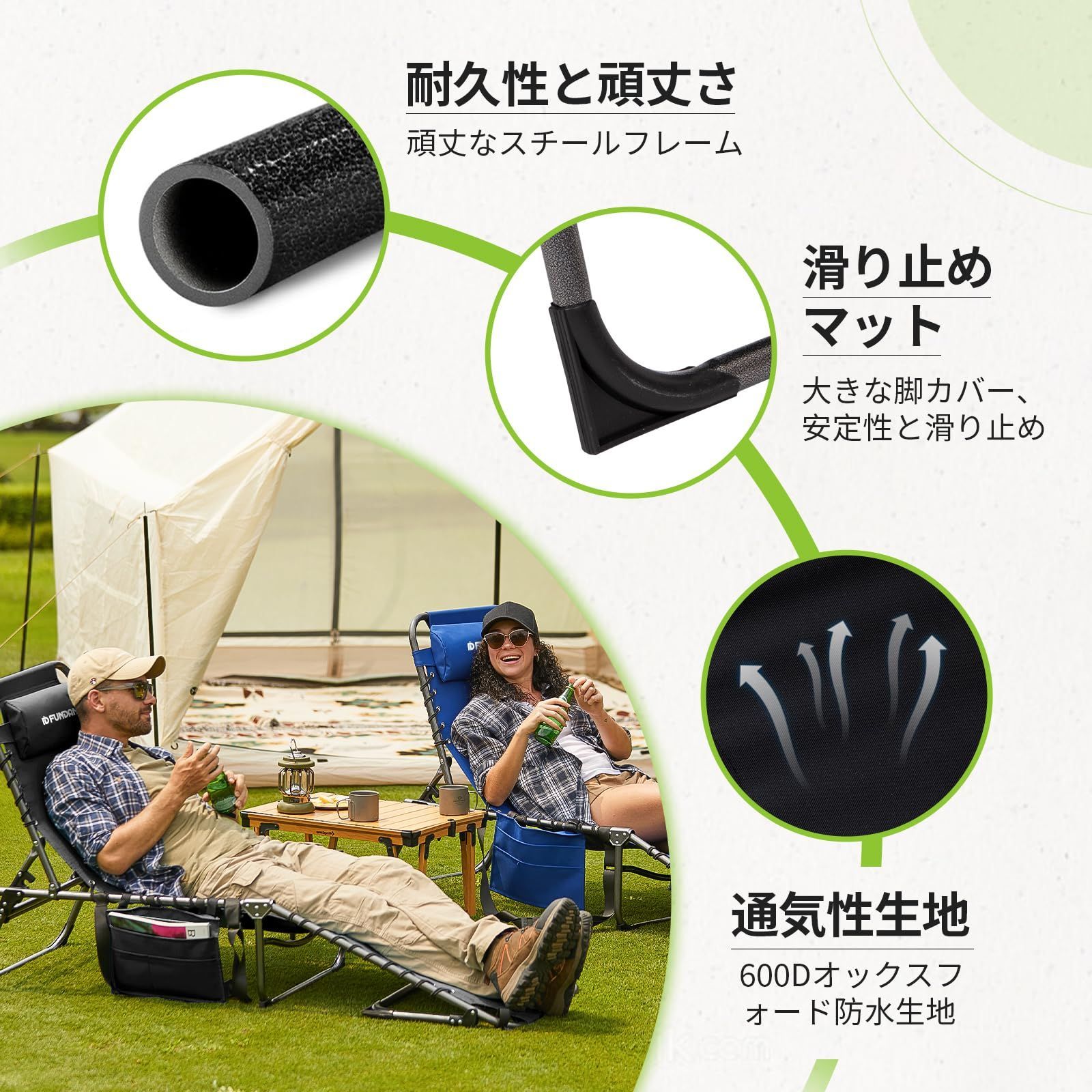 FUNDANGO キャンプ コット 軽量 アウトドアベッド 折りたたみ コンパクト200x69cm ロング ロー 航空アルミ 耐荷重120kg 簡易ベッド ハイキング 野外 収納袋付き グレー