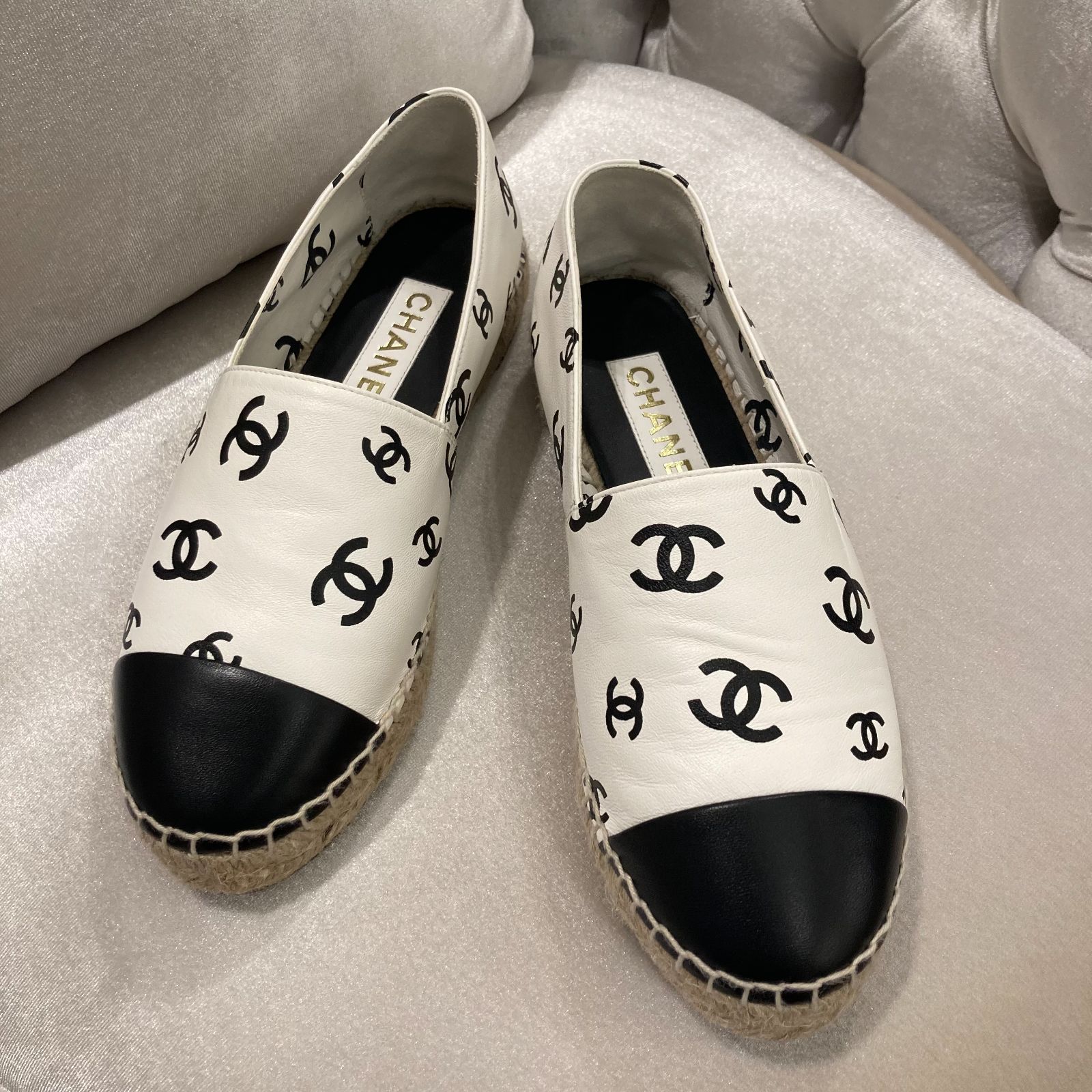 CHANEL シャネル フラットシューズ エスパドリーユ G38628 ホワイト 