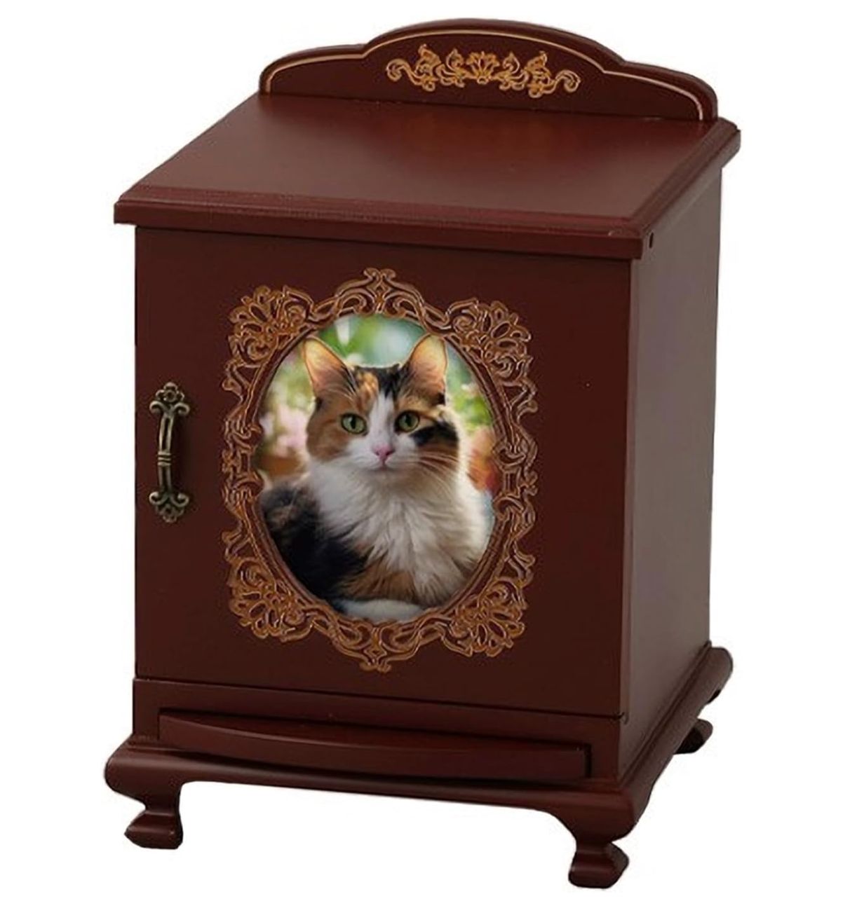 ペット仏壇 おしゃれ 仏具 スライド扉 4寸 骨壺収納 ボルドー メモリアル 写真 スライドテーブル フォトフレーム HT-135 犬用 猫用 猫脚仏壇 スライド扉タイプ WWW_GEBZETESISAT_COM_TR