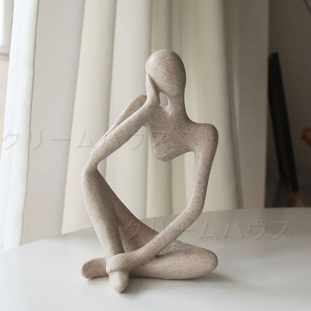 人形　彫像　オブジェ　置物　インテリア　工芸品　美術品　A1084 Amazon.co.jp: オブジェ 抽象彫刻 アート 砂岩 考える人 物思い