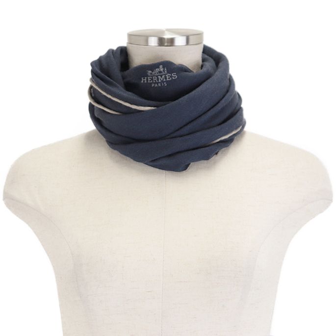 美品】 箱付き エルメス HERMES ロサンジュ ロゴ スカーフ カシミヤ