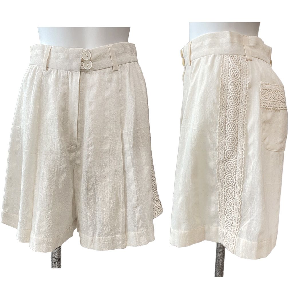 新品Peroto ブルガリア製レースがお洒落ショートパンツ白#S#M - メルカリ 