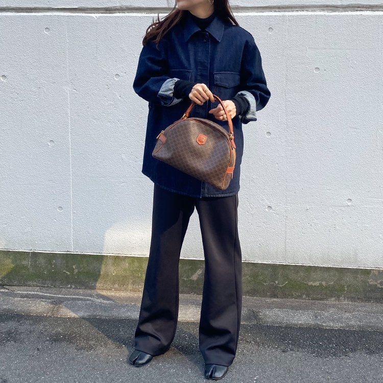 良品】セリーヌ CELINE マカダム柄ハーフムーンハンドバッグ