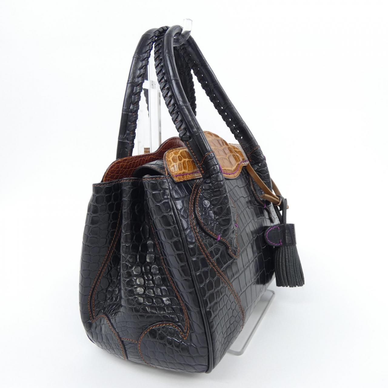 チビナイル ハンドバッグ ワニチャーム＆タッセル付 超美品 新品同様 S