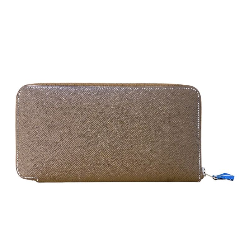 エルメス HERMES アザップロング シルクイン □R刻 エトゥープ シルバー金具 エプソン レディース 長財布
