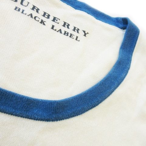 バーバリーブラックレーベル　サマーニット　ホースロゴ　刺繍　ボーダー　M バーバリーブラックレーベル BURBERRY BLACK LABEL ニットソー