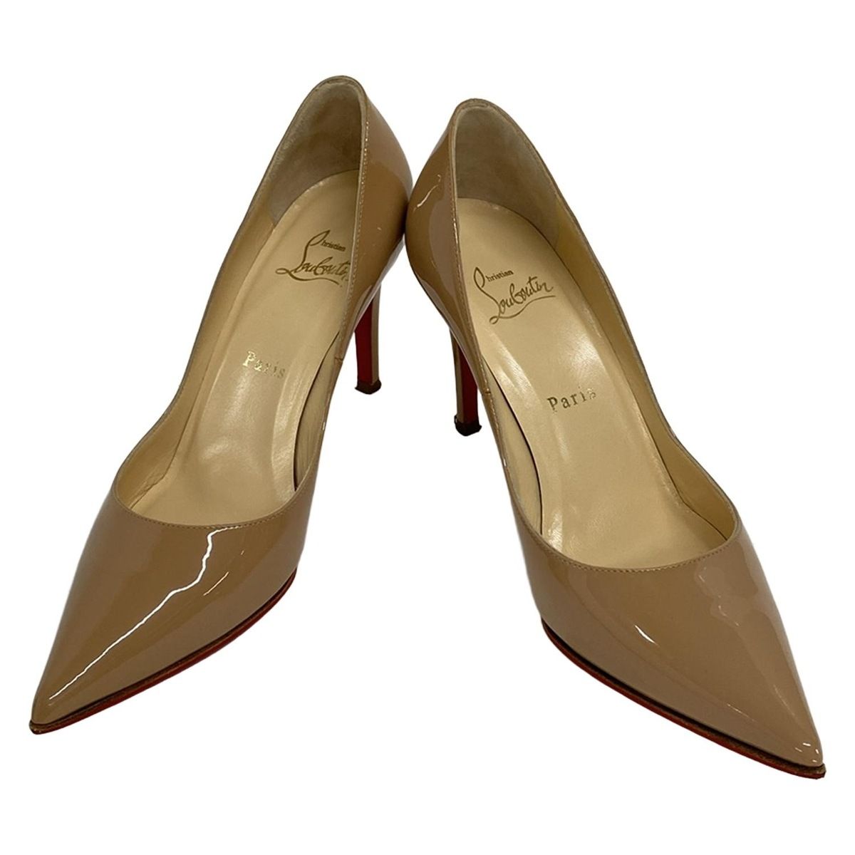 ルブタン パンプス ブーティー 37.5 37 1/2 ベージュ グレージュ