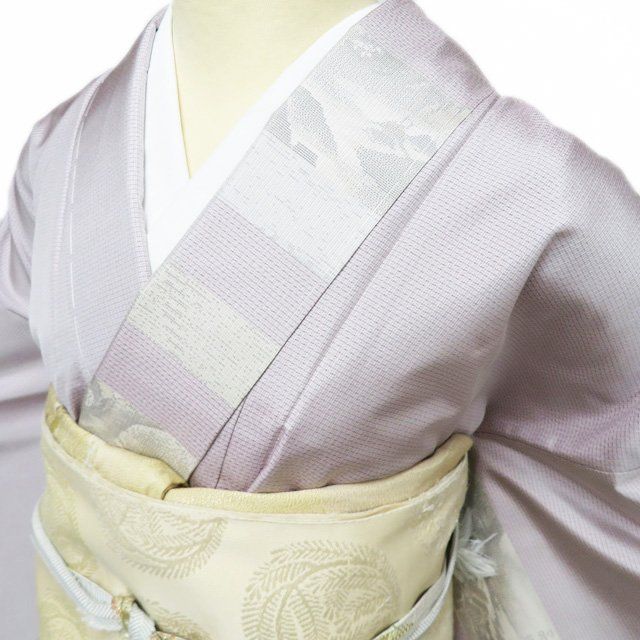 大島紬 着物 正絹 袷 セミフォーマル 風景 東海道五十三次 薄紫色 多色 身丈156.5cm 裄64cm M きもの北條 A1285-9