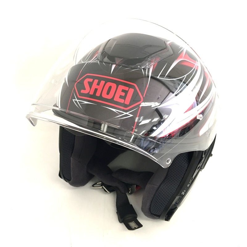 SHOEI ショウエイ J-Cruise CLEAVE ジェットヘルメット 除菌消臭済 Mサイズ レッド ブラック オートバイ ツーリング ライディング バイカー バイク用品 TA3526