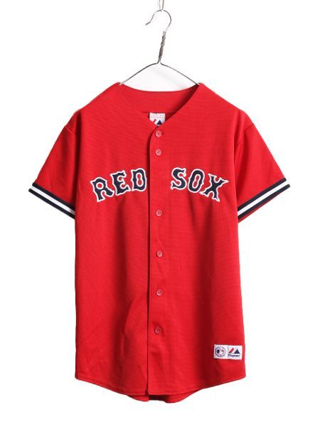 【お得なクーポン配布中!】 MLB オフィシャル Majestic レッドソックス ベースボール シャツ ボーイズ XL メンズ S 程/ 古着 ユニフォーム メジャーリーグ 半袖シャツ