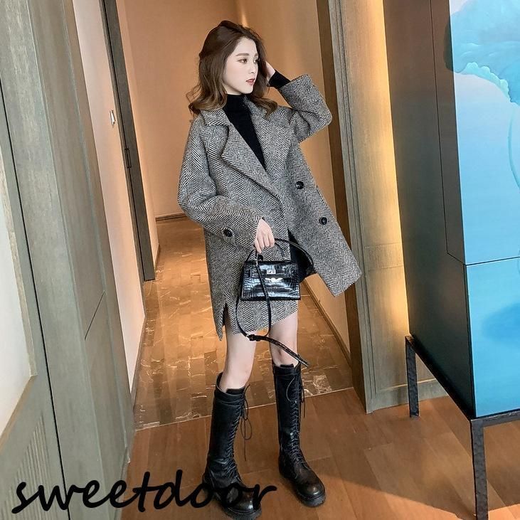 チェスターコート レディース 秋冬 チェック柄 チェスターコート ミディアム丈 ラシャコート ダッフルスーツオーバー アウター 通勤着痩せ