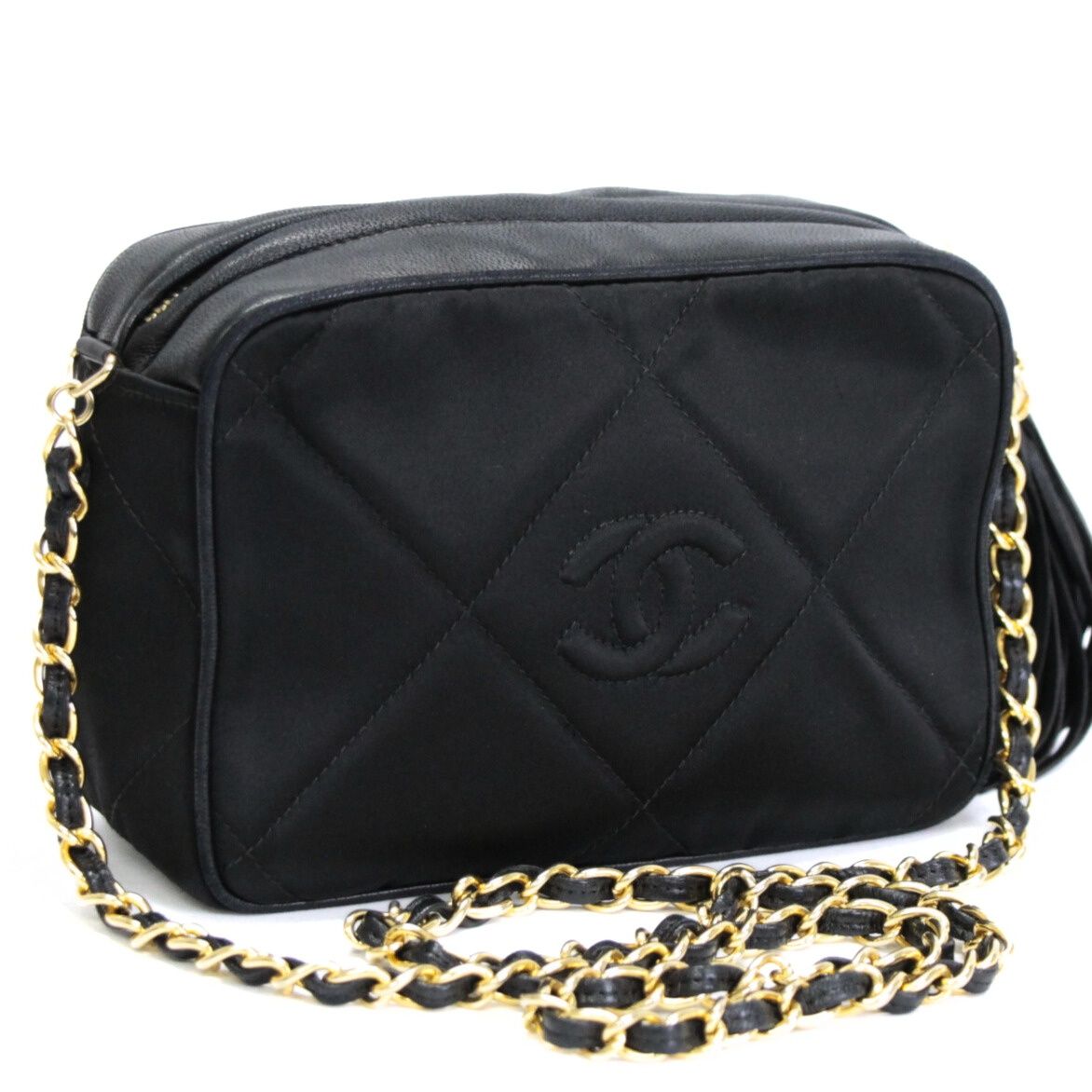 【美品】CHANEL シャネル マトラッセ フリンジ付き チェーンショルダー 黒 シャネル マトラッセ フリンジチェーンショルダー ブラック