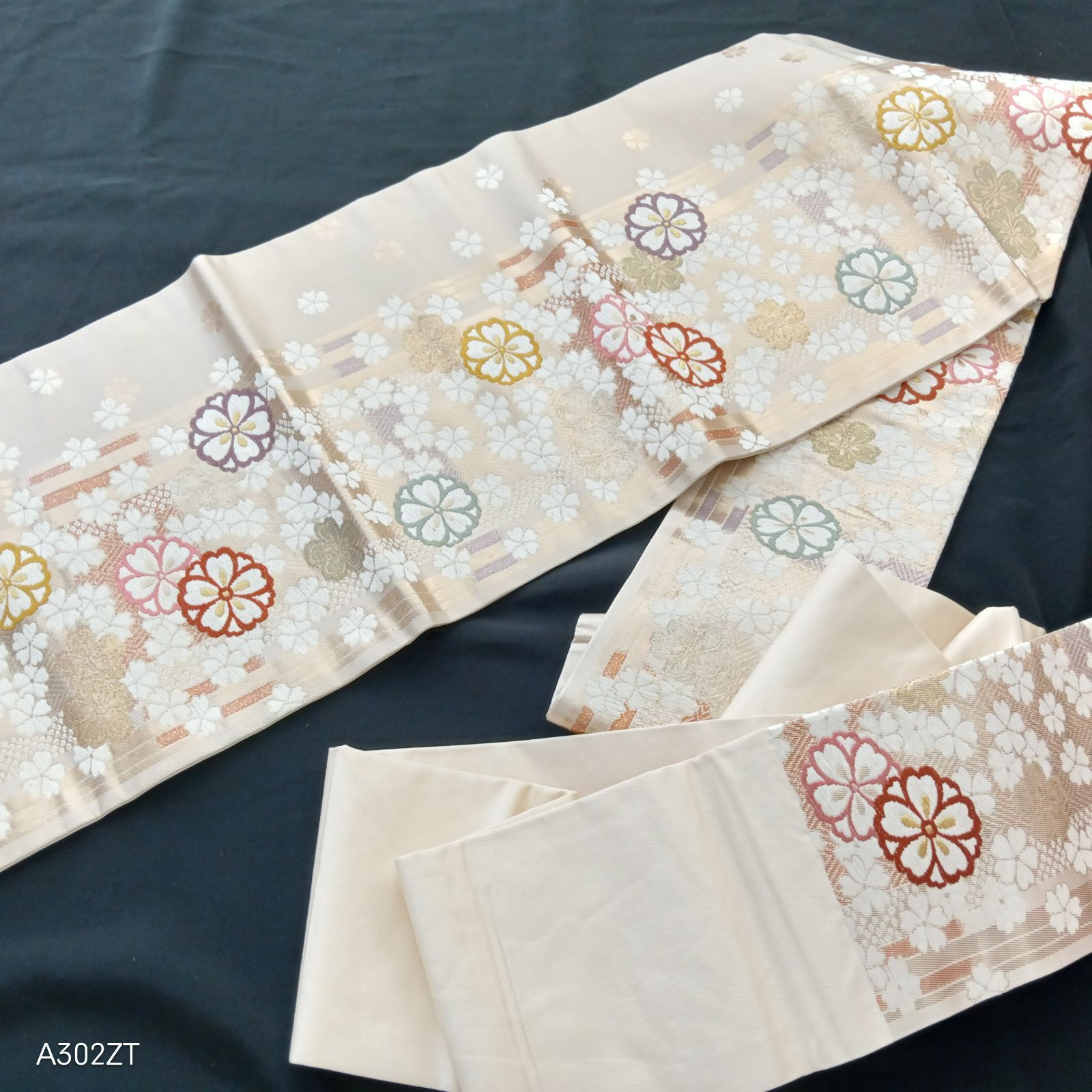 【he-047】名古屋帯 刺繍 九寸 正絹 正絹 九寸名古屋帯 刺繍 K-492 - メルカリ