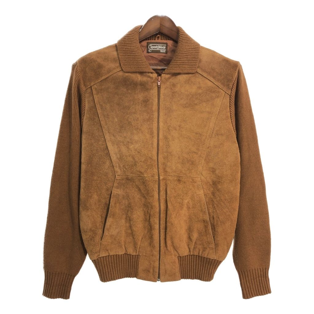 70年代 Sears シアーズ SPORTSWEAR スエードレザー ニットジャケット 