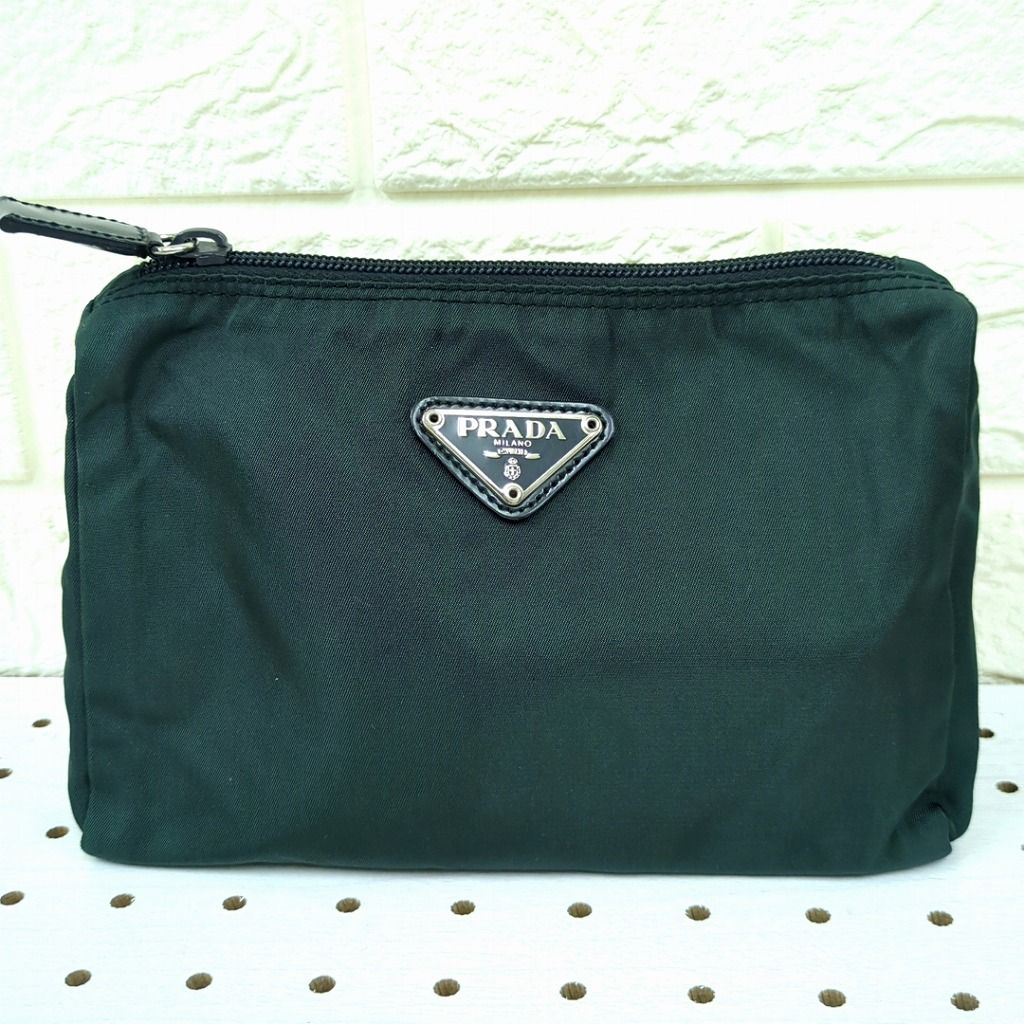 プラダ ポーチ - ダークグリーン ナイロン
