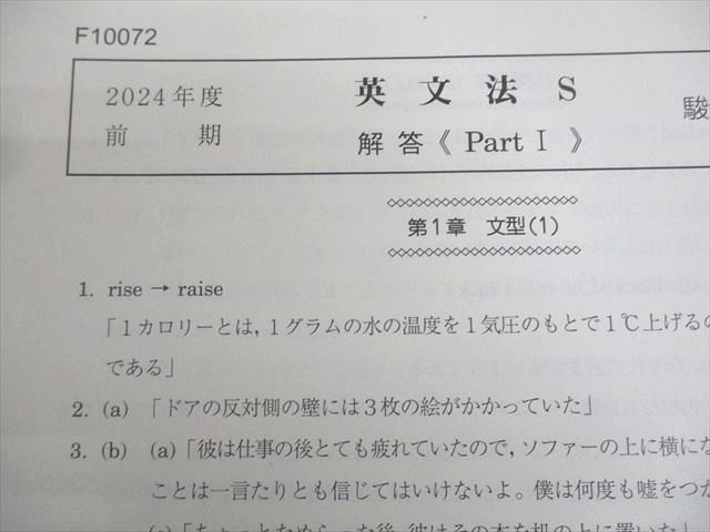 駿台 英語 英文法/実戦S テキスト通年セット 2024 計2冊 中澤