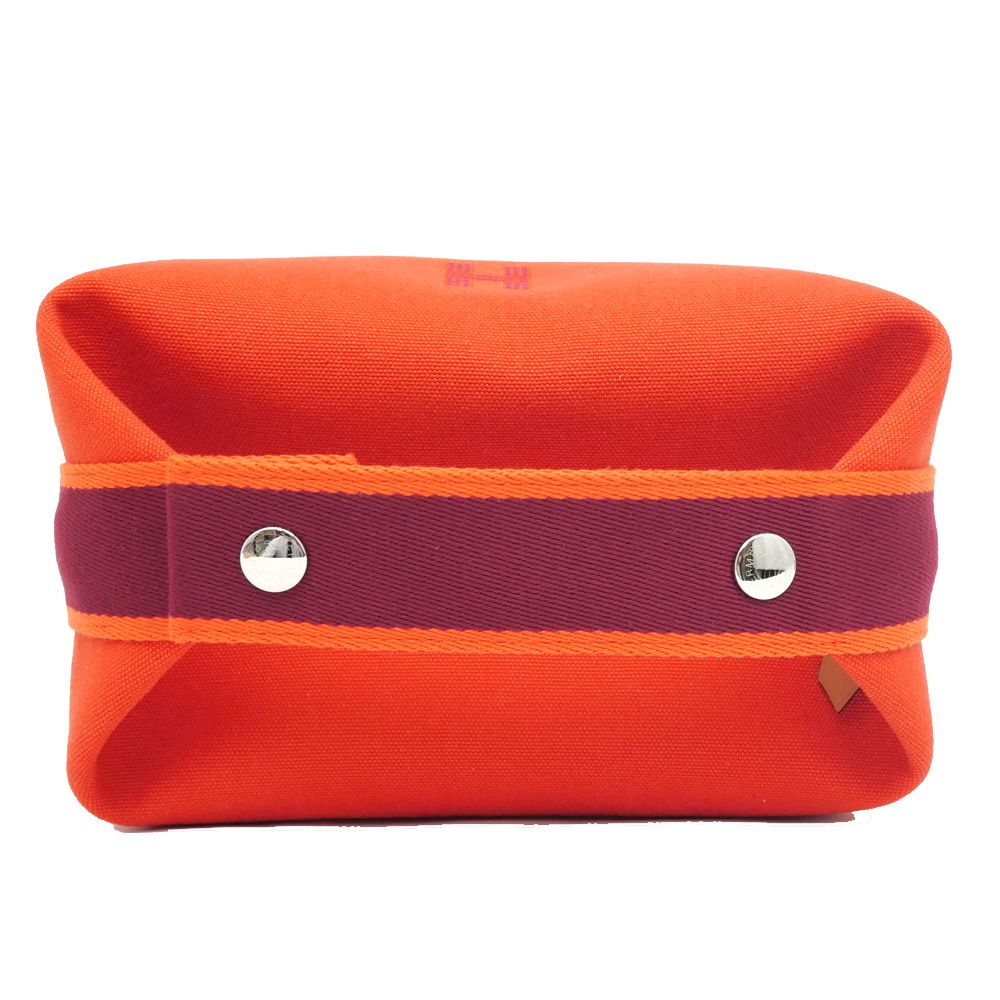HERMES オレンジ ストライプ ポーチ ブリッド ア ブラック HERMES