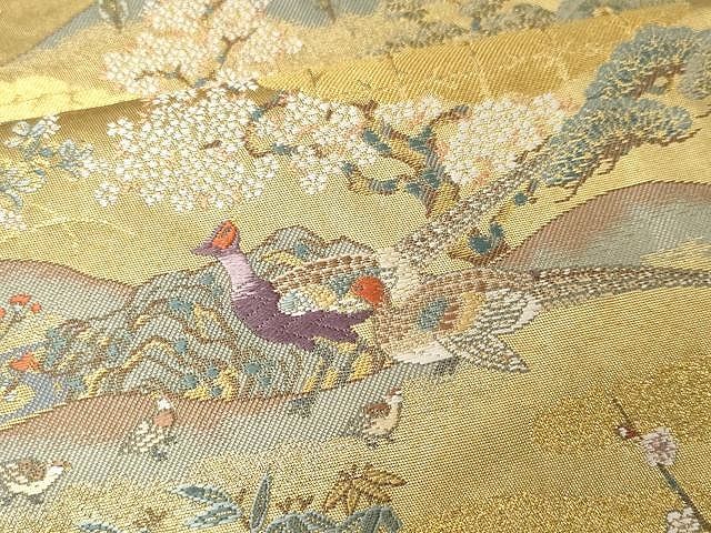平和屋着物○西陣 長嶋成織物 六通柄袋帯 花鳥の楽園図 瀞金箔
