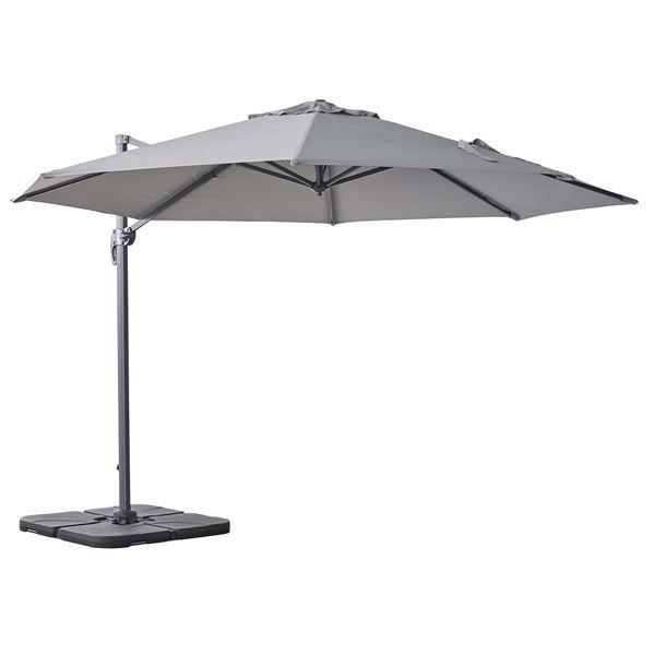 パラソル 約幅345×奥行410×高さ260cm グレー アルミ 組立品 バルコニー ウッドデッキ ベランダ 代引不可