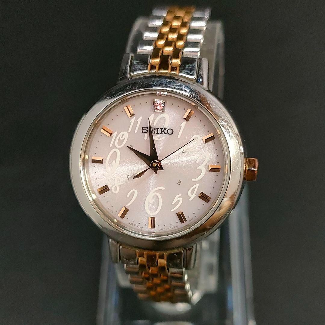 美品 稼働品 SEIKO セイコー 1Pダイヤ インデックス ピンク