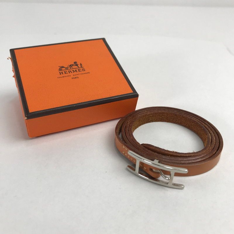 HERMES エルメス レザー ブレスレット シルバー金具 183-250513-mh-11-fuz