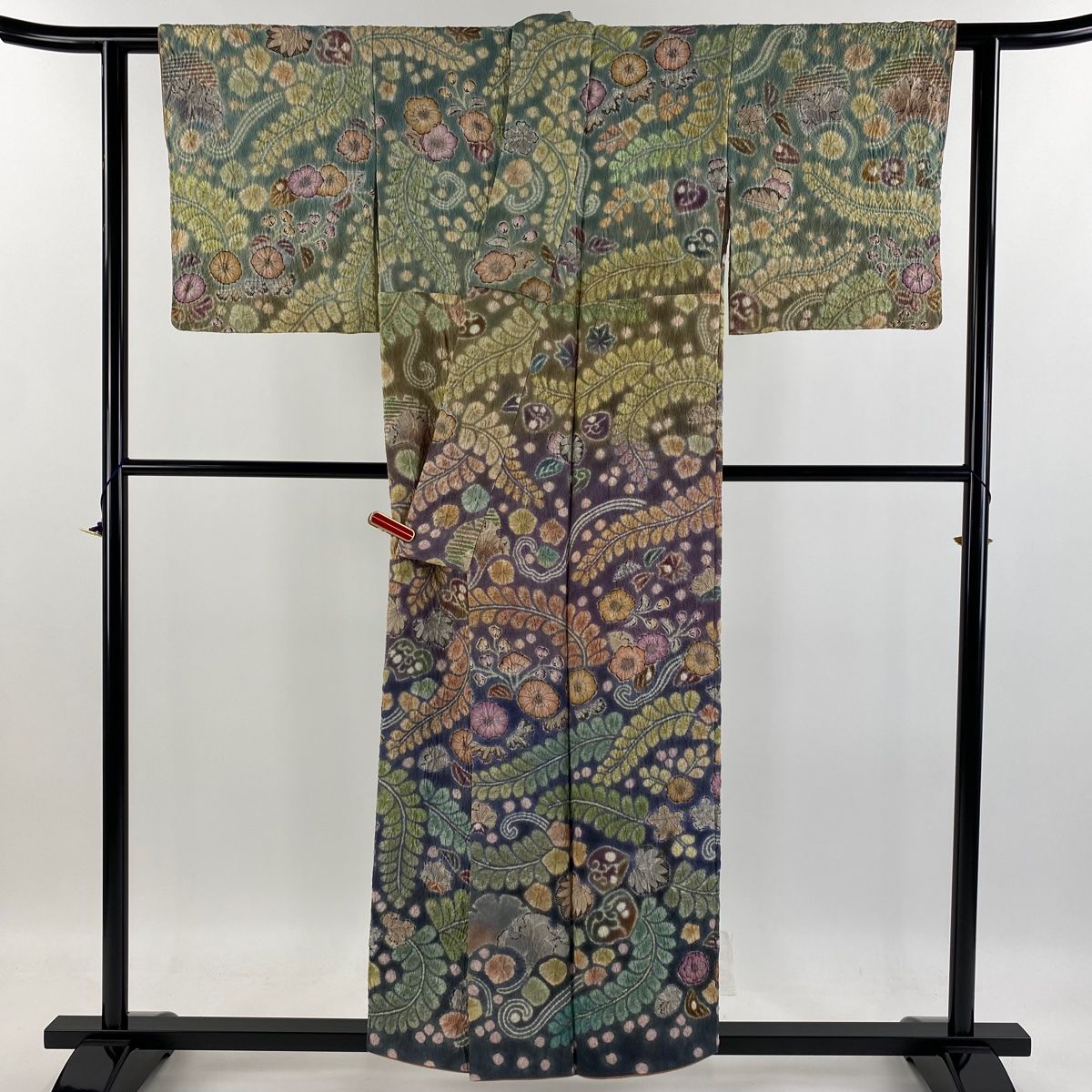 平和屋着物▽訪問着 単衣 作家物 手描き 草花文 正絹 逸品 BAAS7868yc