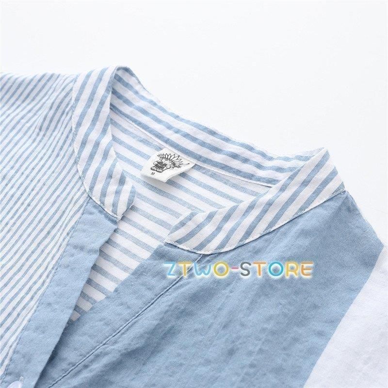 トップス シャツ ｔシャツ レディース 7分袖 夏 薄手 コットンシャツ ストライプ柄 シャツブラウス 前開け vネック 綿 ゆったり 体型カバー 涼しい 40代 30代 トップス シャツ tシャツ レディース 7分袖 夏 薄手 コットン