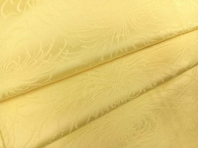 平和屋着物□上質な色無地 草花地紋 淡黄色 正絹 逸品 AAAY7519cs